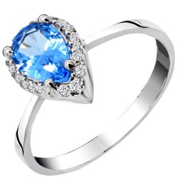 Λευκόχρυσο δαχτυλίδι σταγόνα Κ14 με ζιργκόν